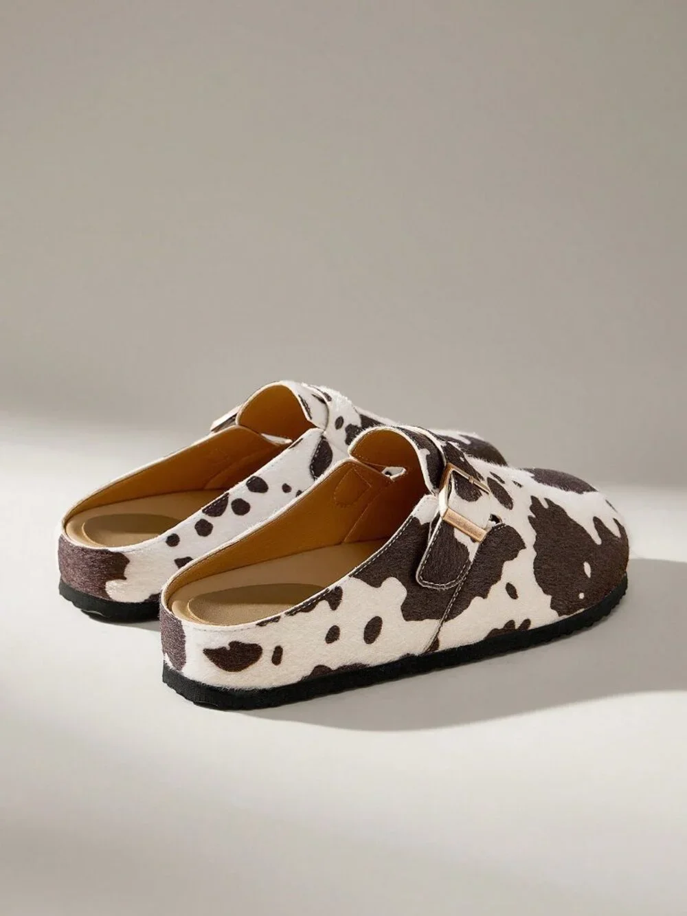 Brown Casual Women's Cow Print Flat Loafers Shoes
